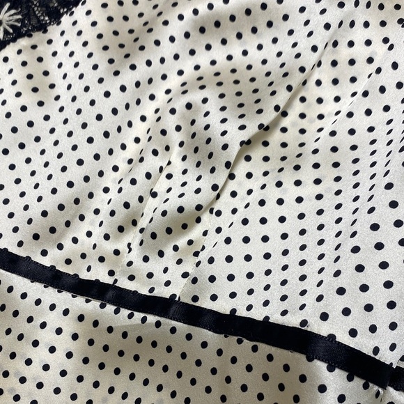 Nine West Camisole Tank Silk Lace Sequins Polka Dots Zipper Black Cream Size 8 - Picture 6 of 13